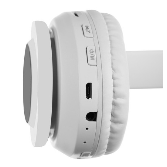 Belaidės „Bluetooth“ ausinės su LED ausimis White